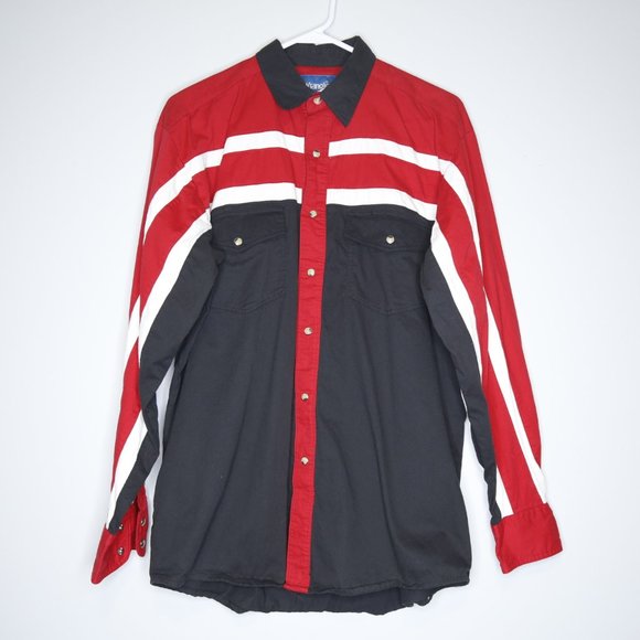 Wrangler Black/Red Snap Button Western Shirt - Picture 1 of 2